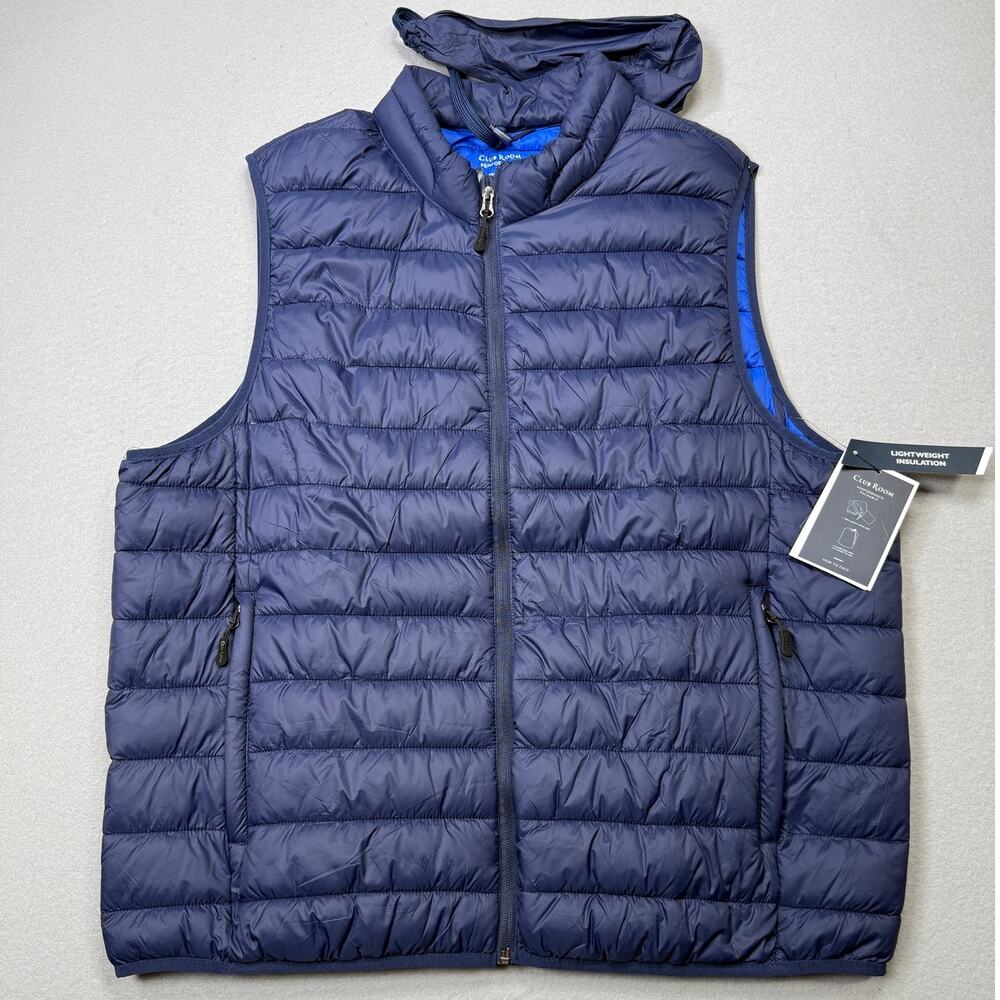Club Room Men's Quilted Packable Puffer Vest Blue XXL  $100